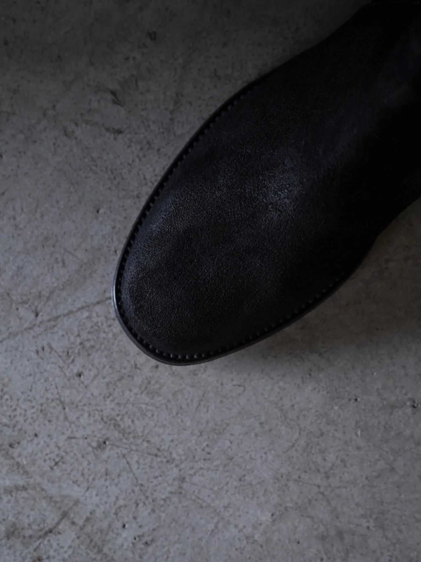 Post Production | Side Zip Boots [Waxed Ezojika Suede] Black