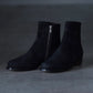 Post Production | Side Zip Boots [Waxed Ezojika Suede] Black