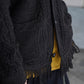 SARTO | WOOL CABLE FRINGE CARDIGAN DARK BROWN