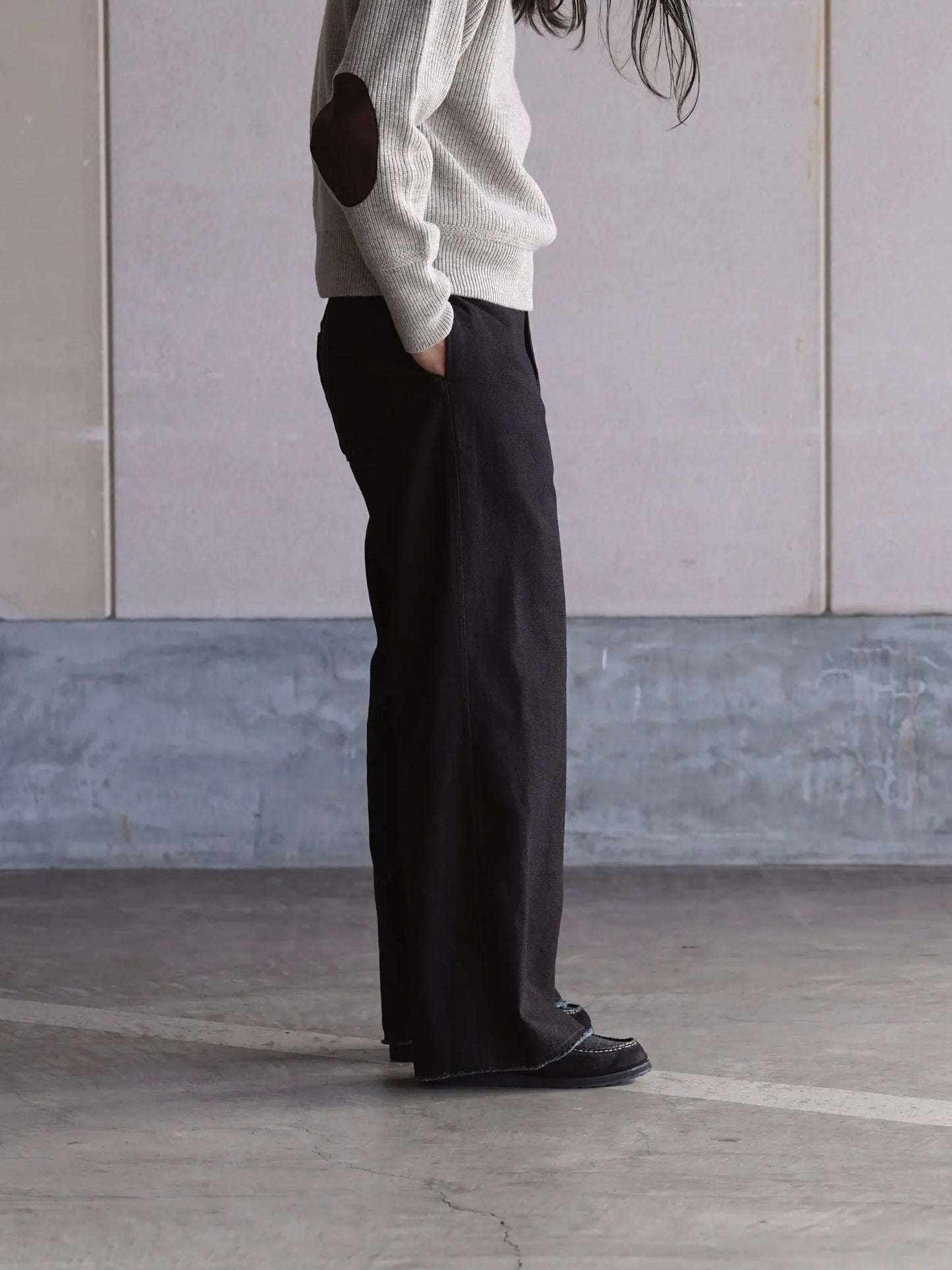 Nomàt | WOOL COTTON Staraight Pants Dark Brown