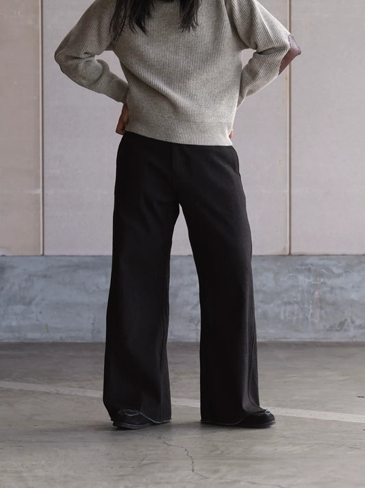 Nomàt | WOOL COTTON Staraight Pants Dark Brown