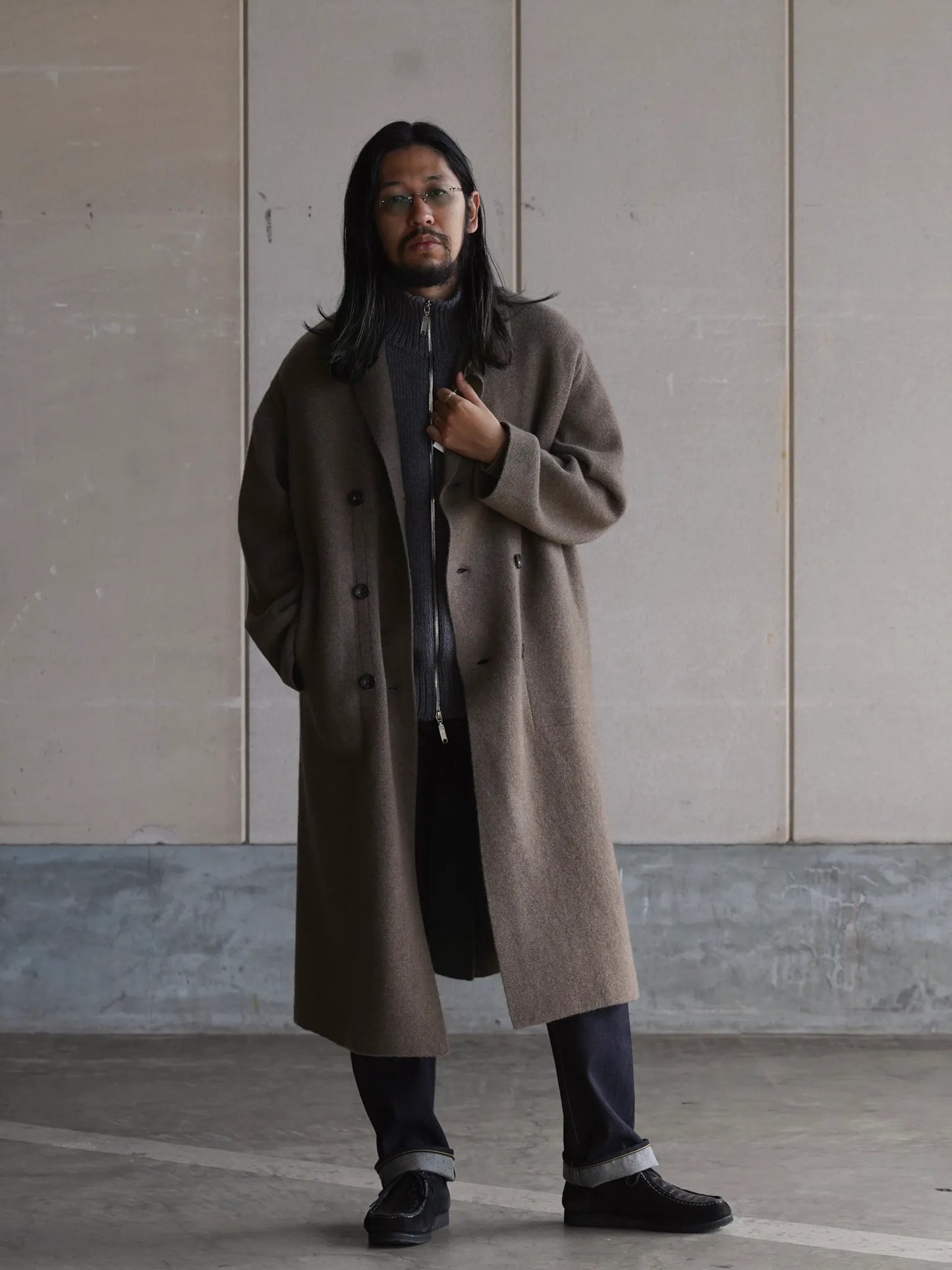Nomàt | YAK Double Breasted Knit Coat Brown