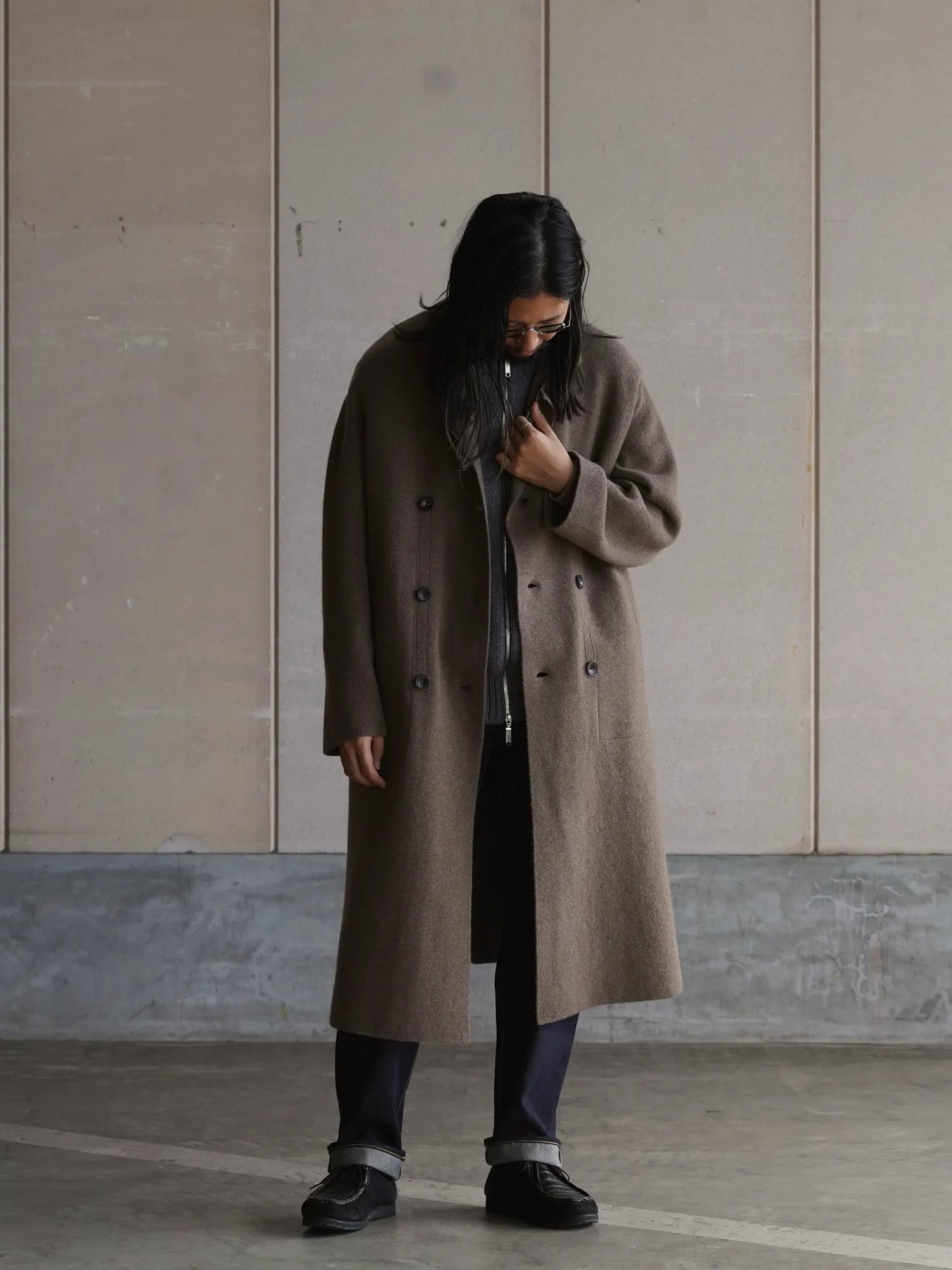 Nomàt | YAK Double Breasted Knit Coat Brown