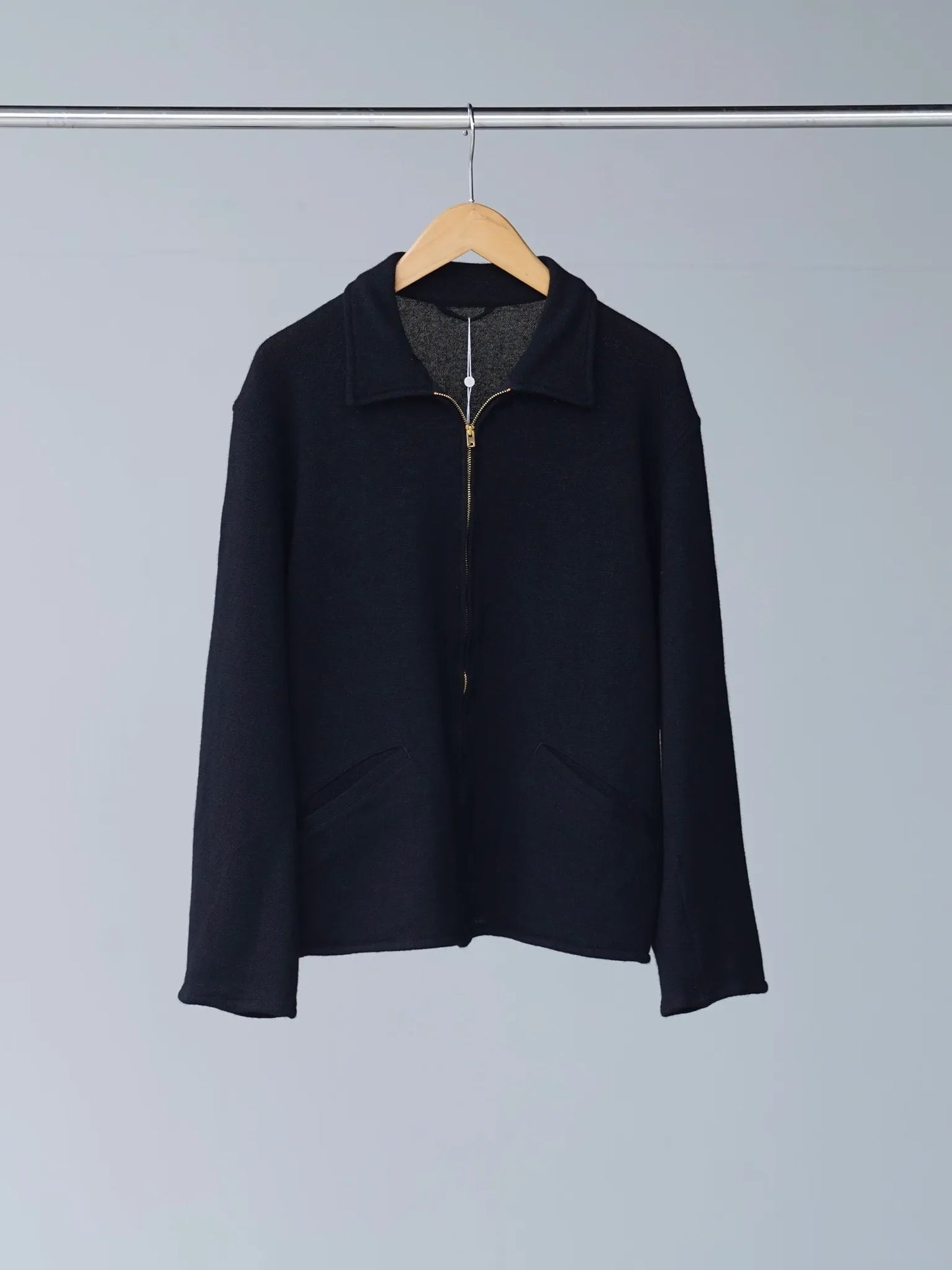 COMOLI | カシミヤ和紙 ジップショートジャケット BLACK