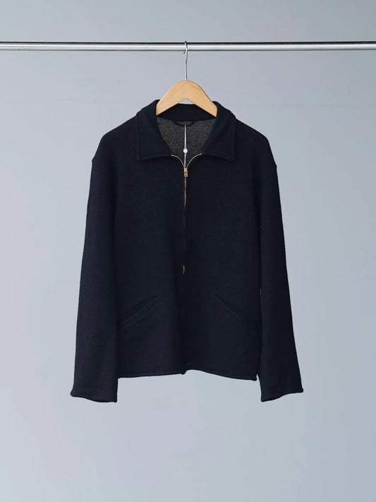 COMOLI | カシミヤ和紙 ジップショートジャケット BLACK