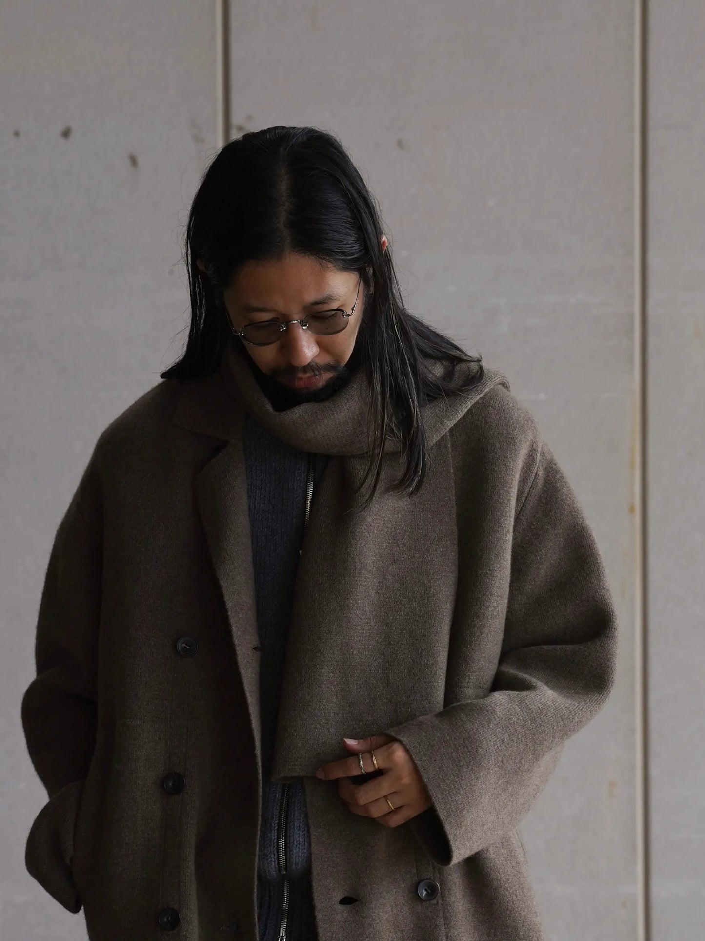 Nomàt | YAK Double Breasted Knit Coat Brown