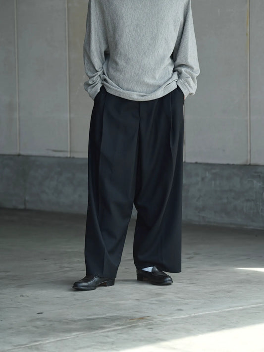 nonnotte | Draping Crotch Box Pleats One Tuck Trousers Deep Black
