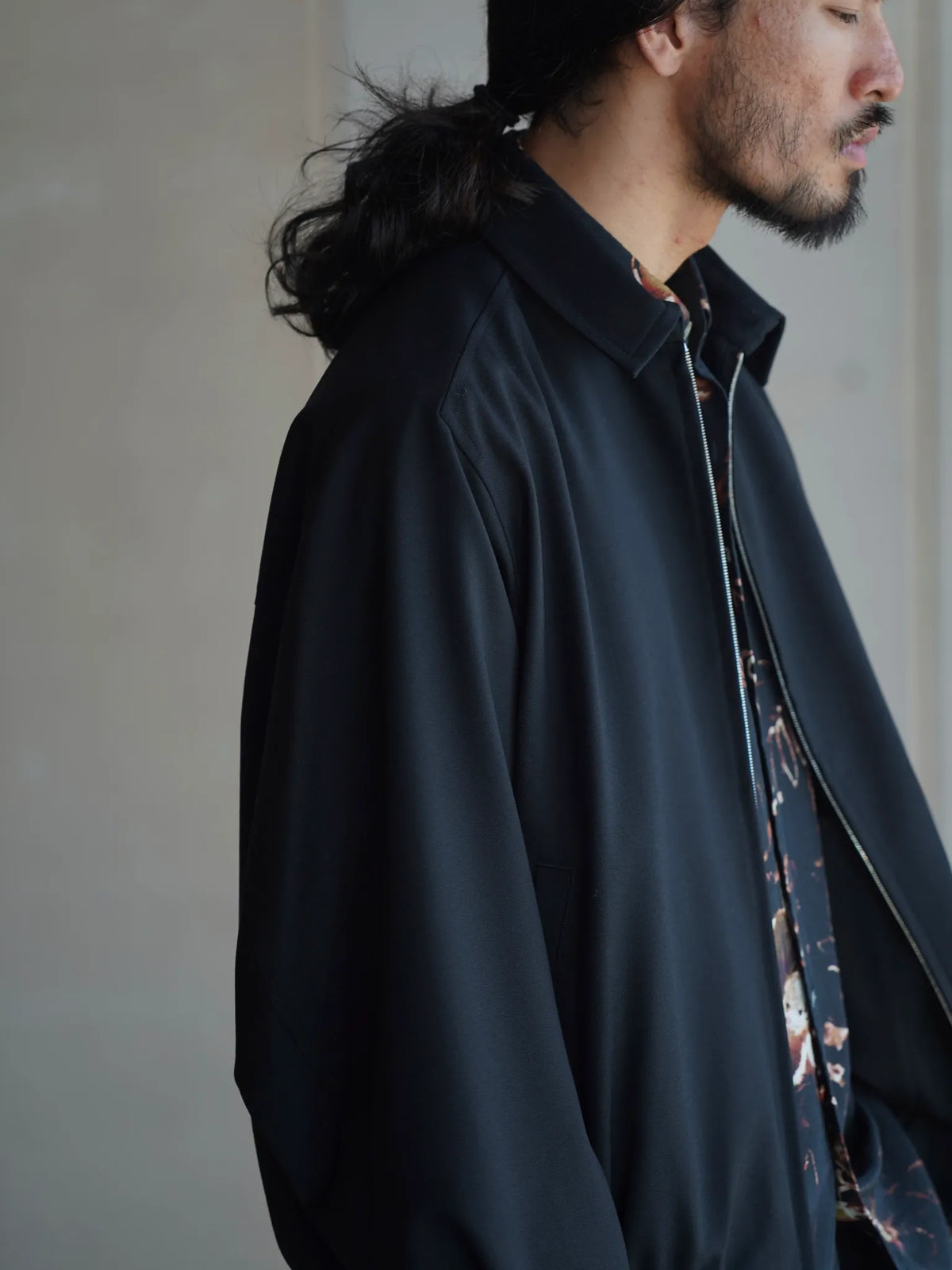 nonnotte | Draping Big Yoke Raglan Drizzler Jacket Deep Black
