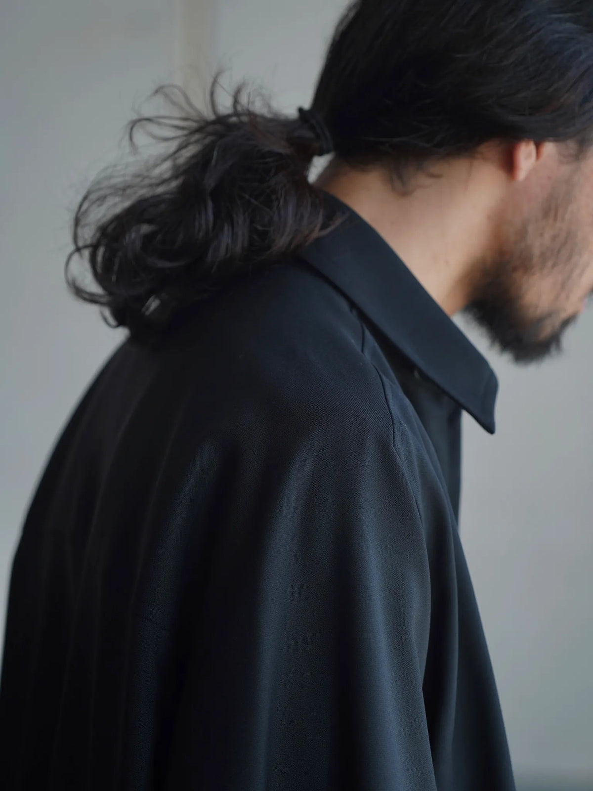 nonnotte | Draping Big Yoke Raglan Drizzler Jacket Deep Black
