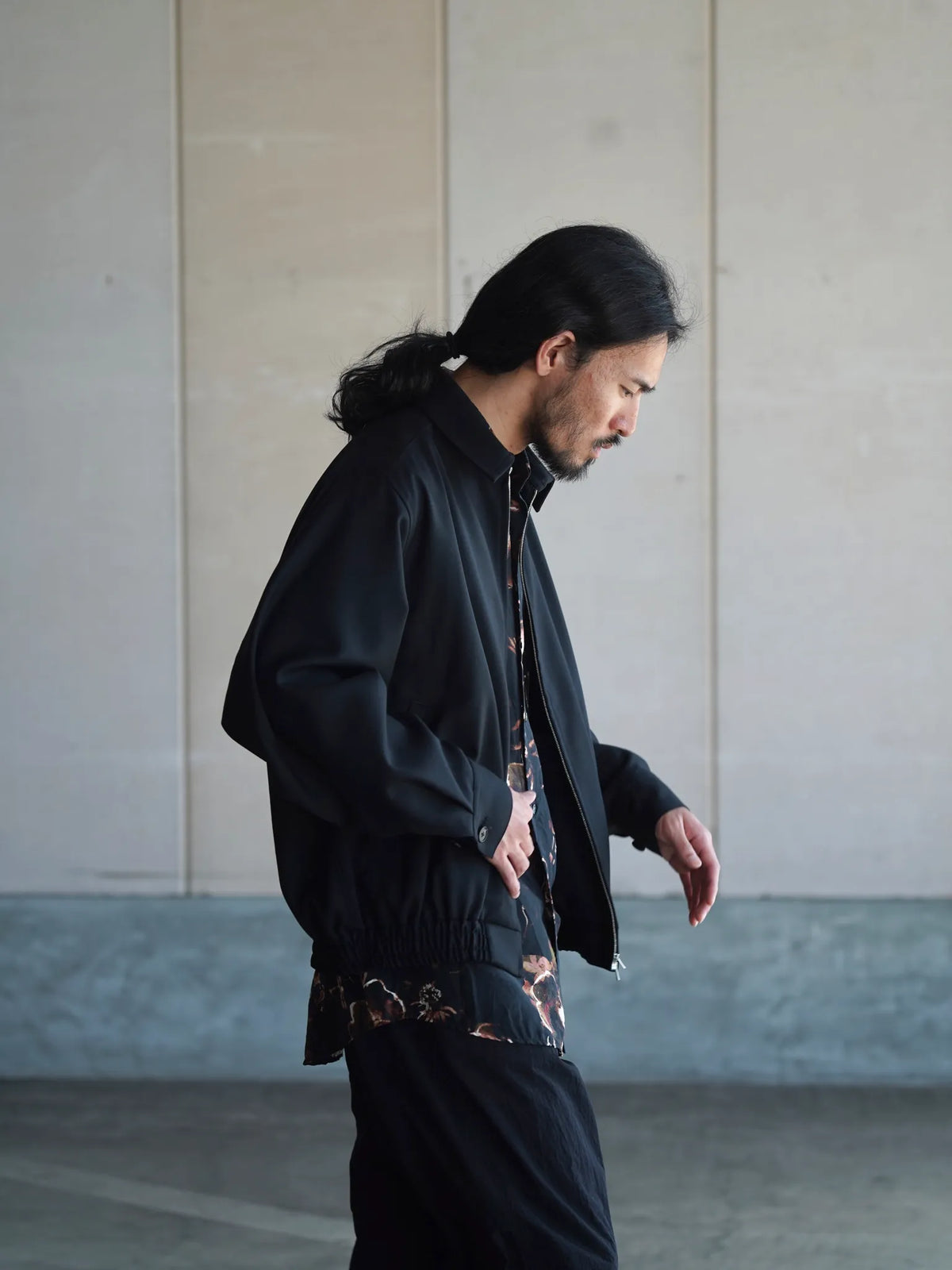 nonnotte | Draping Big Yoke Raglan Drizzler Jacket Deep Black
