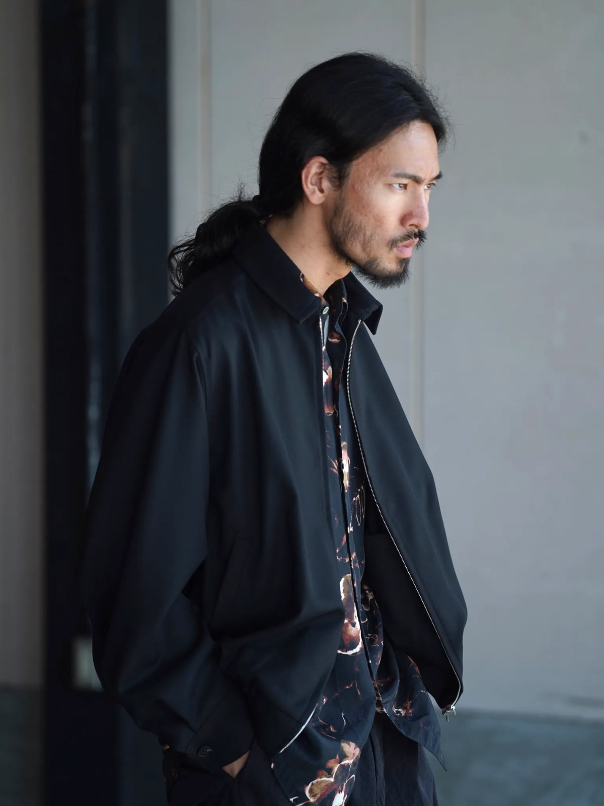 nonnotte | Draping Big Yoke Raglan Drizzler Jacket Deep Black