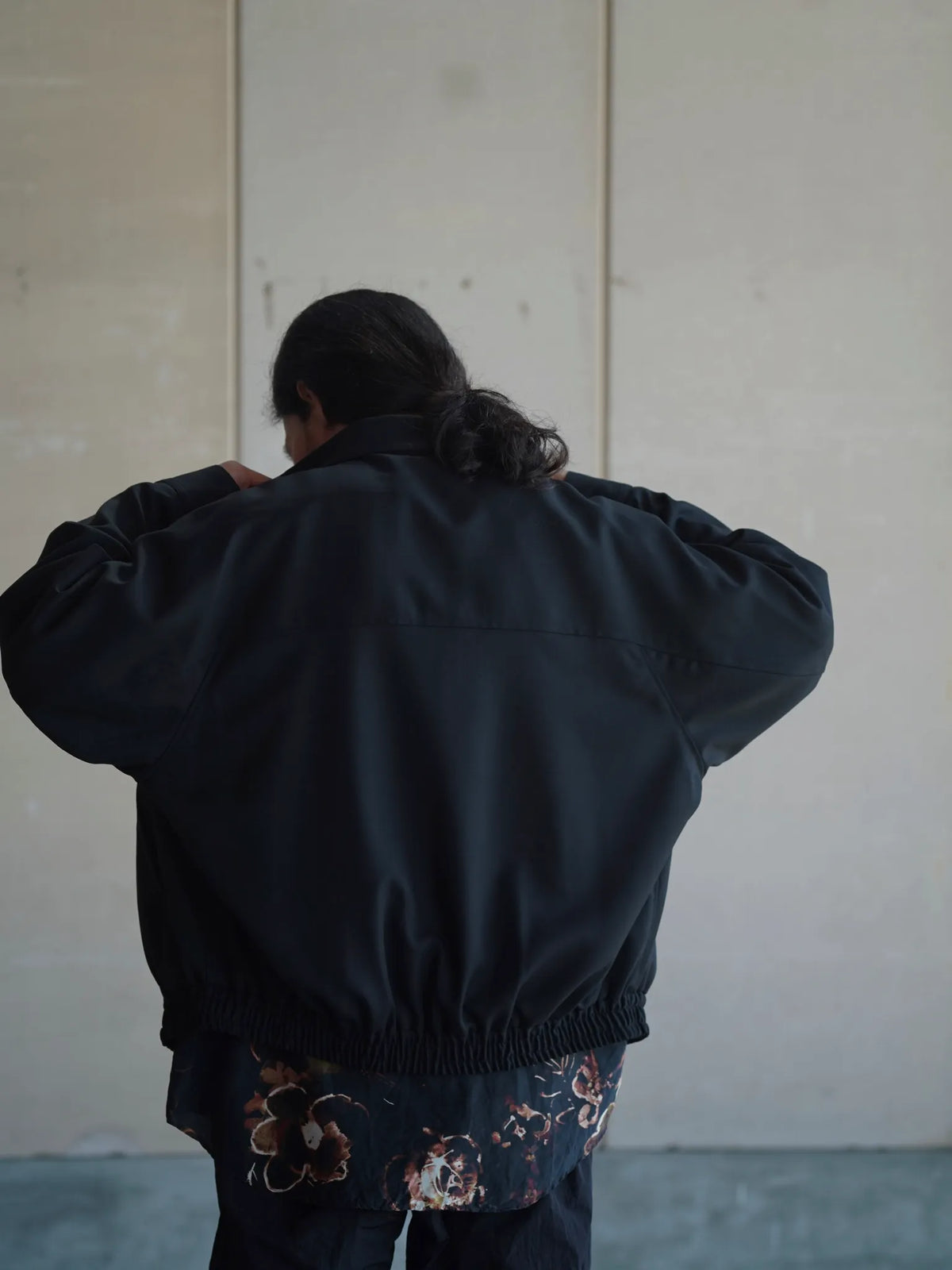 nonnotte | Draping Big Yoke Raglan Drizzler Jacket Deep Black