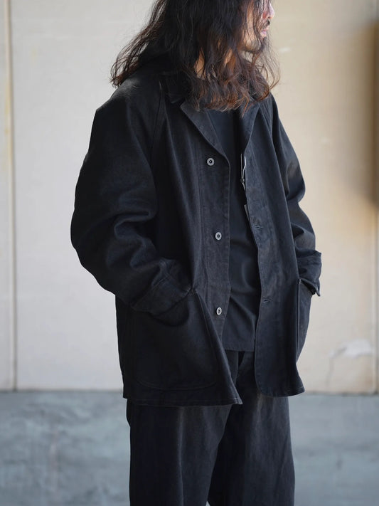 COMOLI | ブラックデニム ワークジャケット BLACK