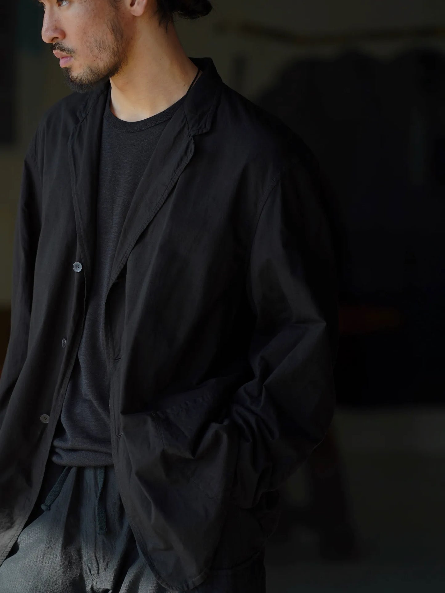 COMOLI | KHADIコットン ジャケット BLACK