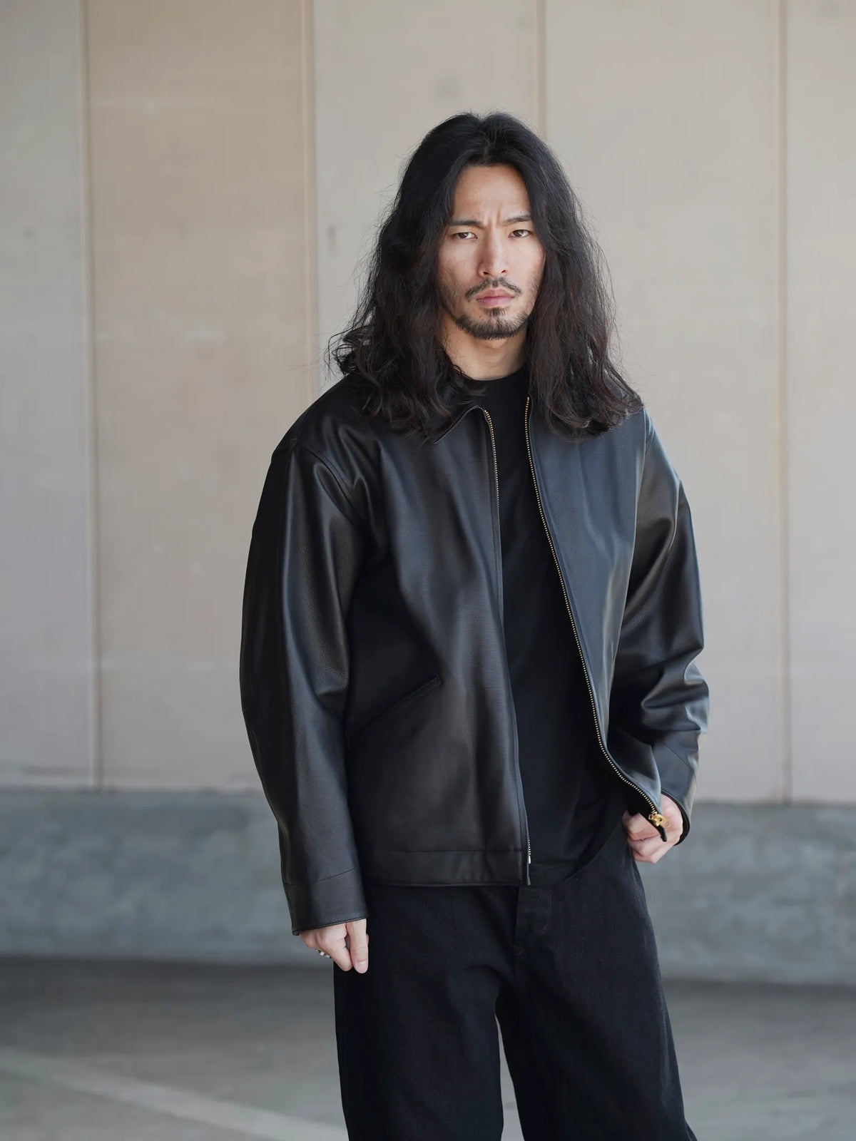 COMOLI | カーフスキン ジップショートジャケット BLACK