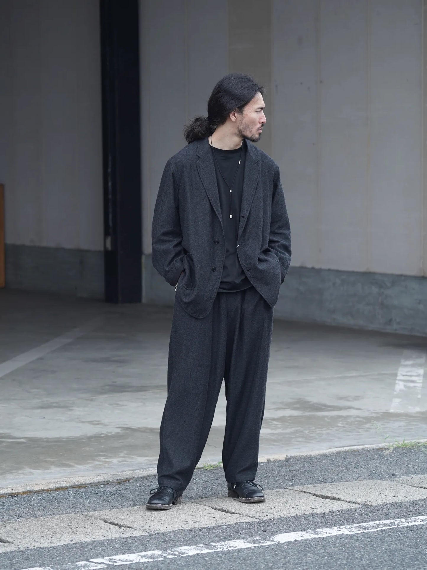 COMOLI | カシミヤシルク 3Bジャケット CHARCOAL