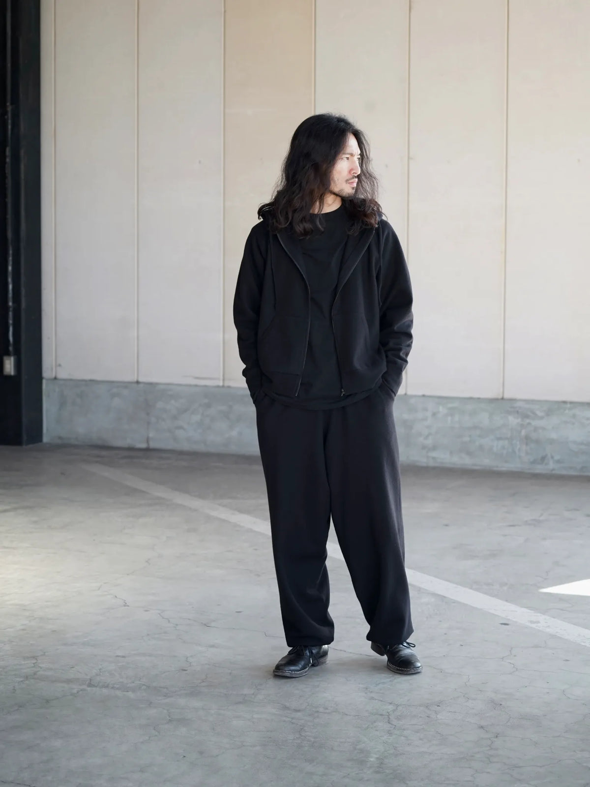 COMOLI | ウールニット ジップパーカ BLACK
