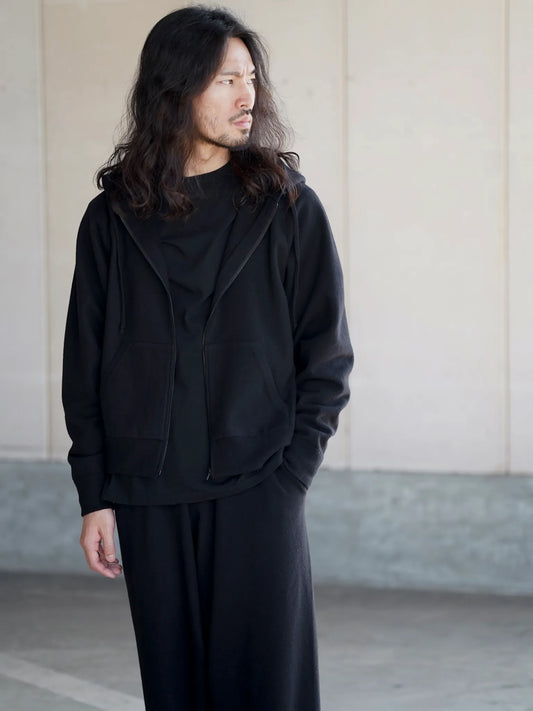 COMOLI | ウールニット ジップパーカ BLACK