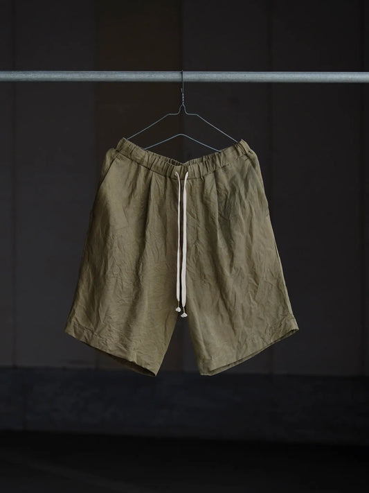 calmlence | SINGLE PLEATED EASY SHORTS DBEG
