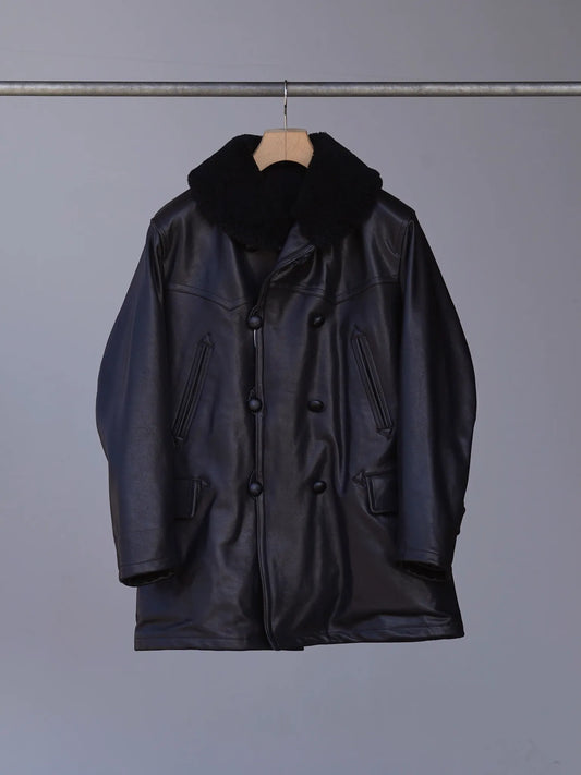 COMOLI | ラムレザー カナディアンコート BLACK