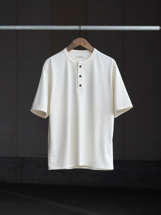 calmlence | HENLEY NECK SS T-SHIRT OWHT