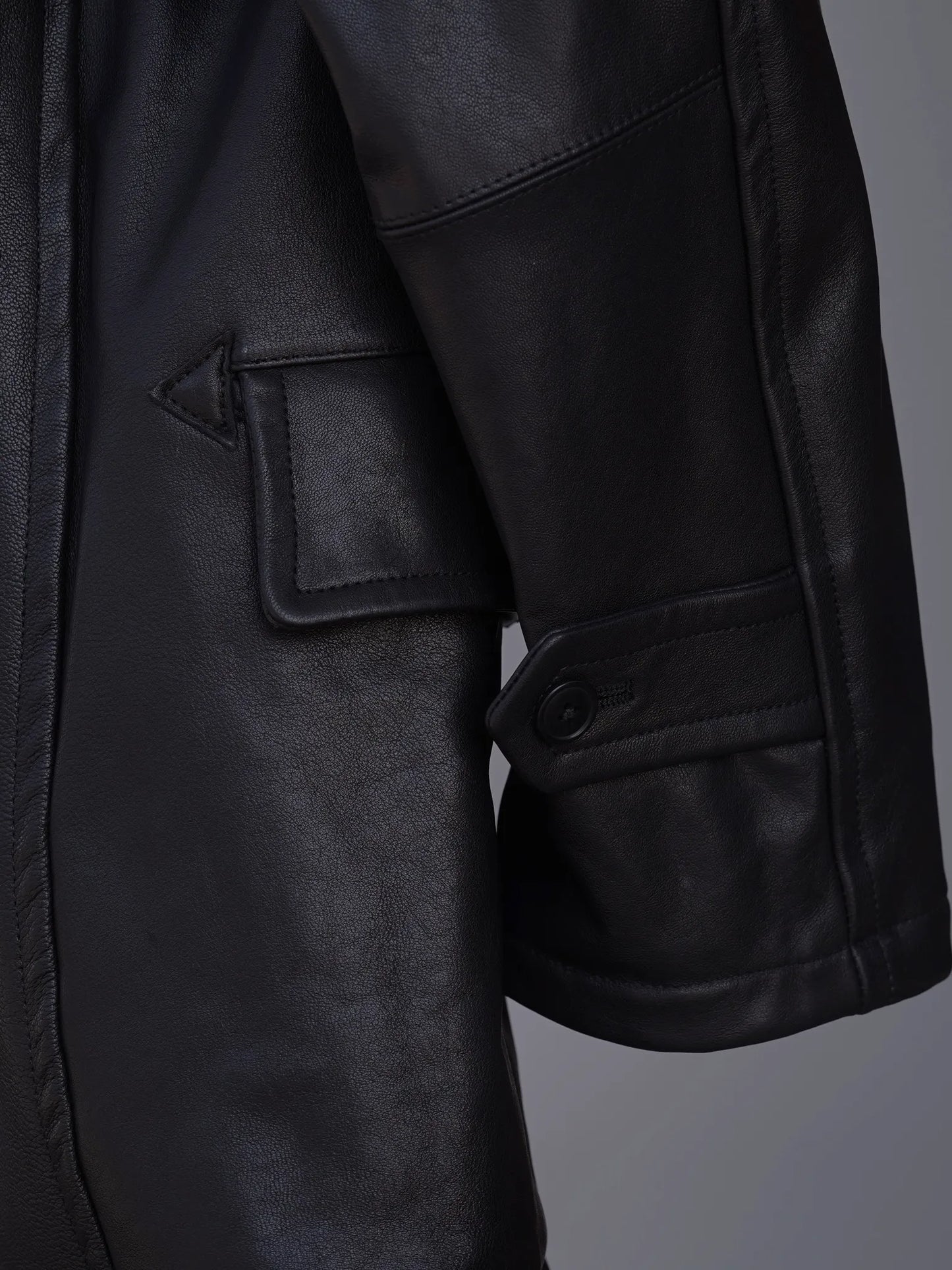 COMOLI | ラムレザー カナディアンコート BLACK