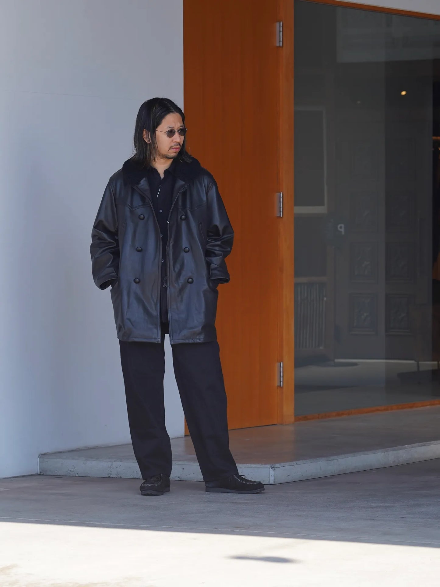 COMOLI | ラムレザー カナディアンコート BLACK