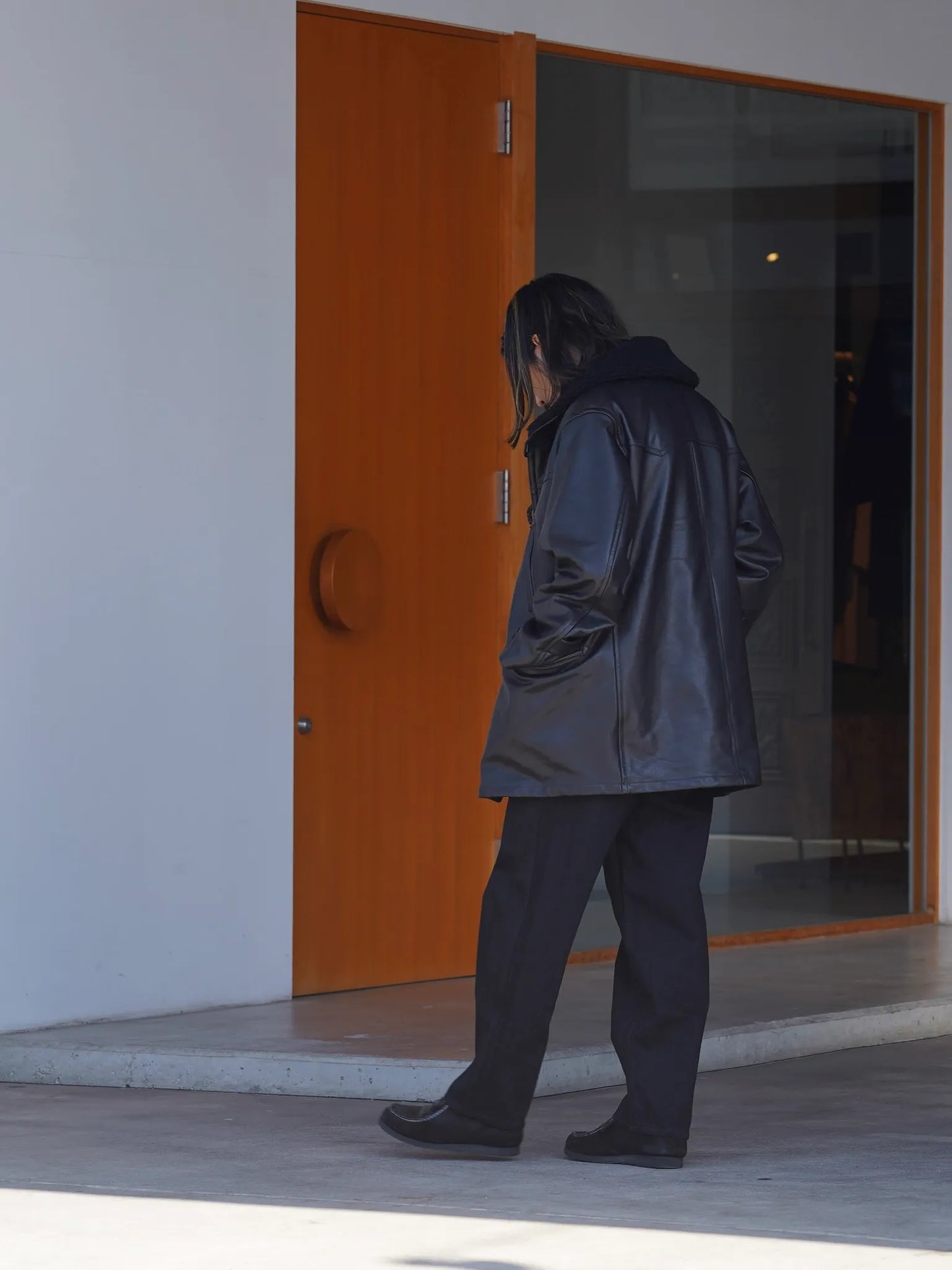 COMOLI | ラムレザー カナディアンコート BLACK