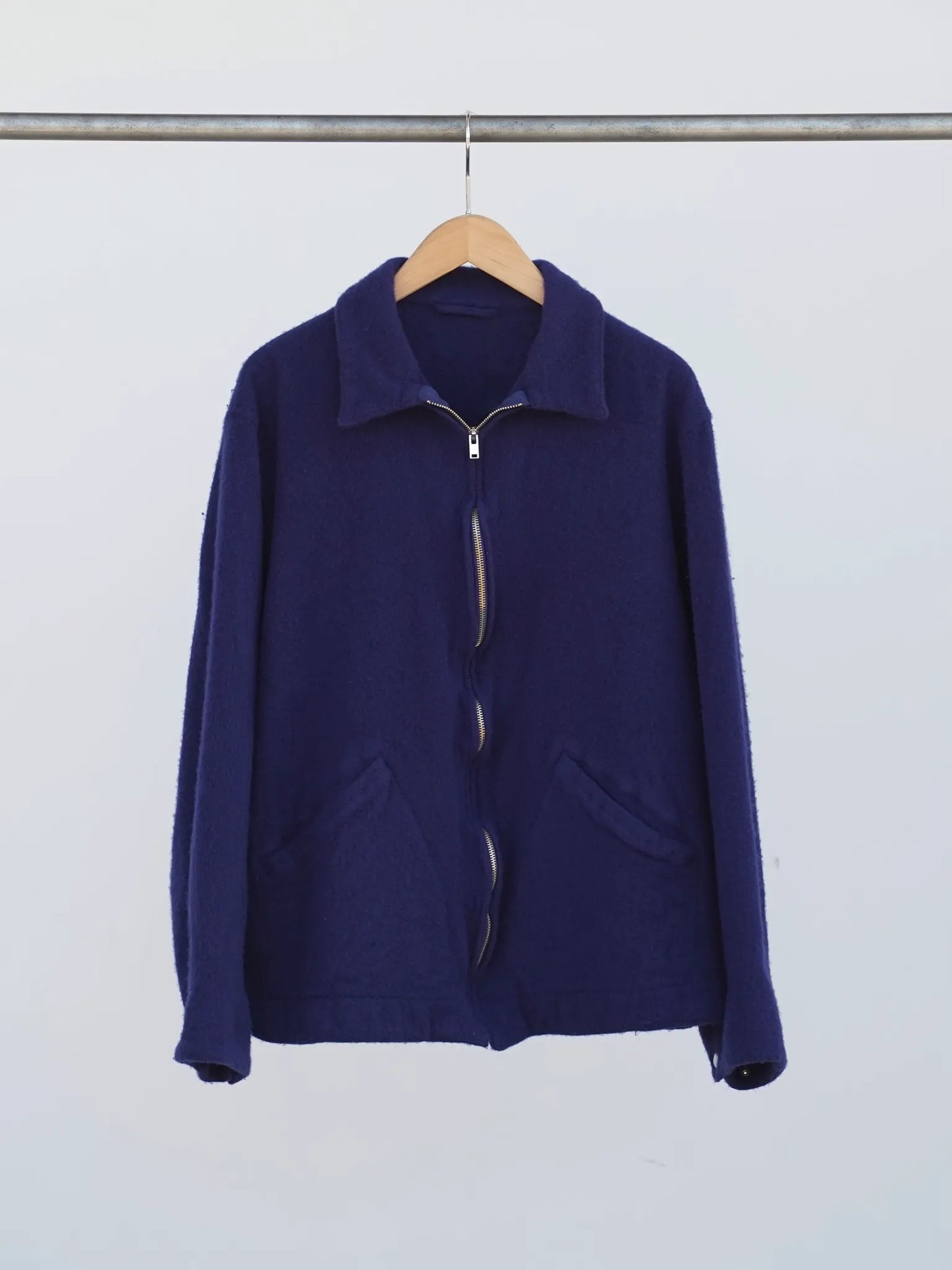 COMOLI | 縮絨ウール ジップショートジャケット PURPLE BLUE