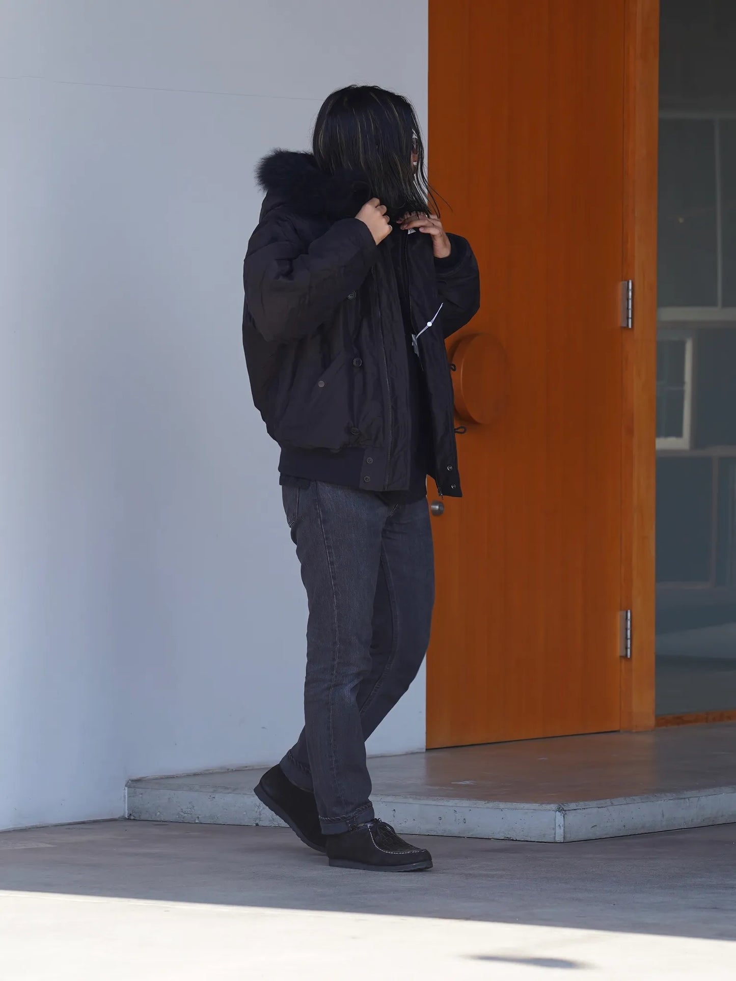 COMOLI | コットンシルク ミリタリーフーデッドジャケット BROWN