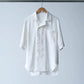Yamauchi | Vintage Silk Linen Double Open Collar Short Sleeve Shirt off white