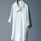 Yamauchi | Vintage Silk Linen Double Open Collar Short Sleeve Shirt off white