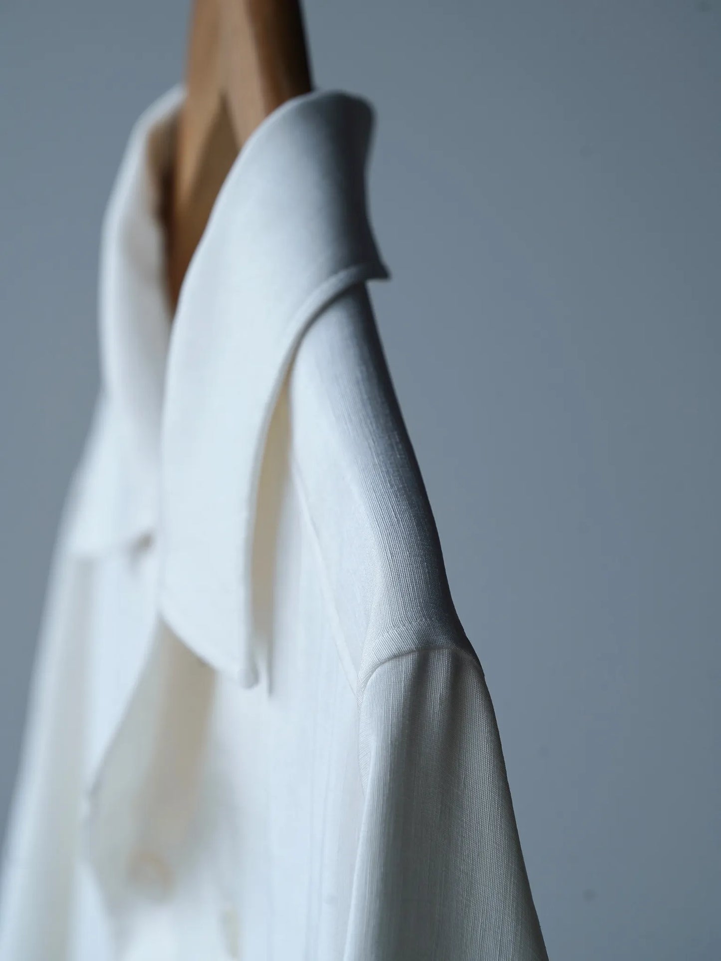 Yamauchi | Vintage Silk Linen Double Open Collar Short Sleeve Shirt off white