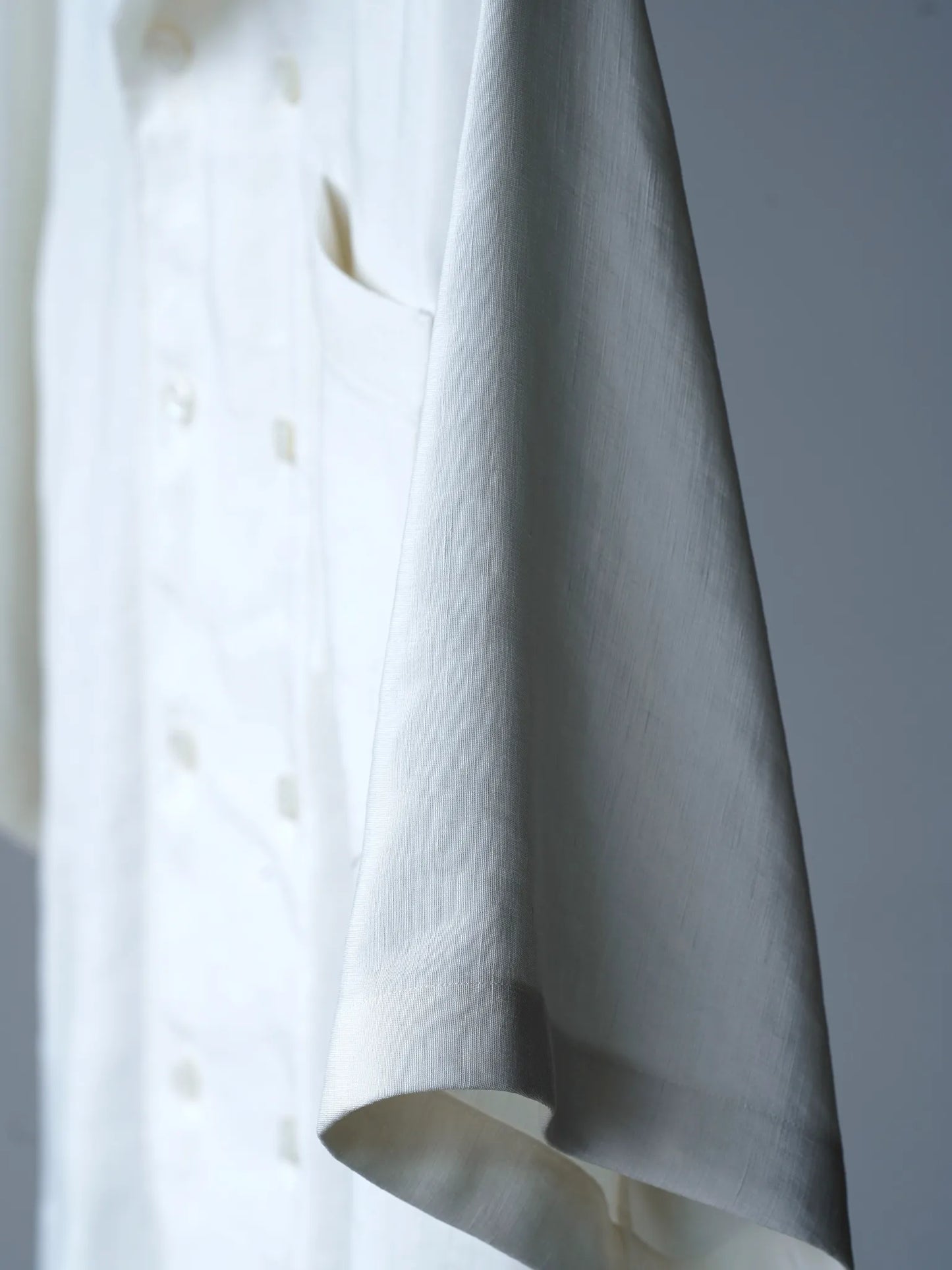 Yamauchi | Vintage Silk Linen Double Open Collar Short Sleeve Shirt off white