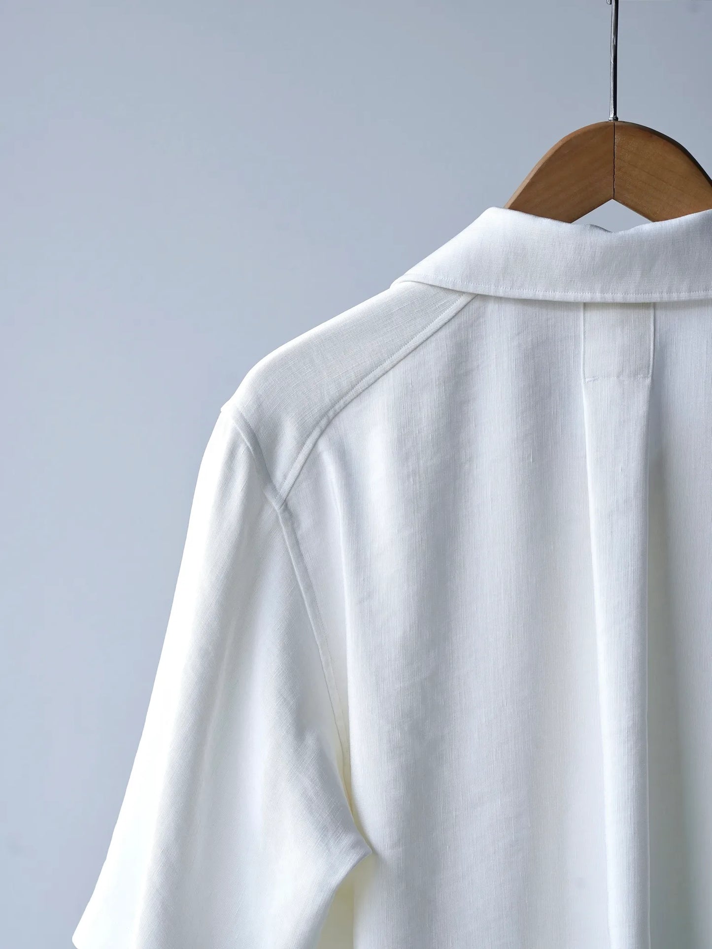 Yamauchi | Vintage Silk Linen Double Open Collar Short Sleeve Shirt off white