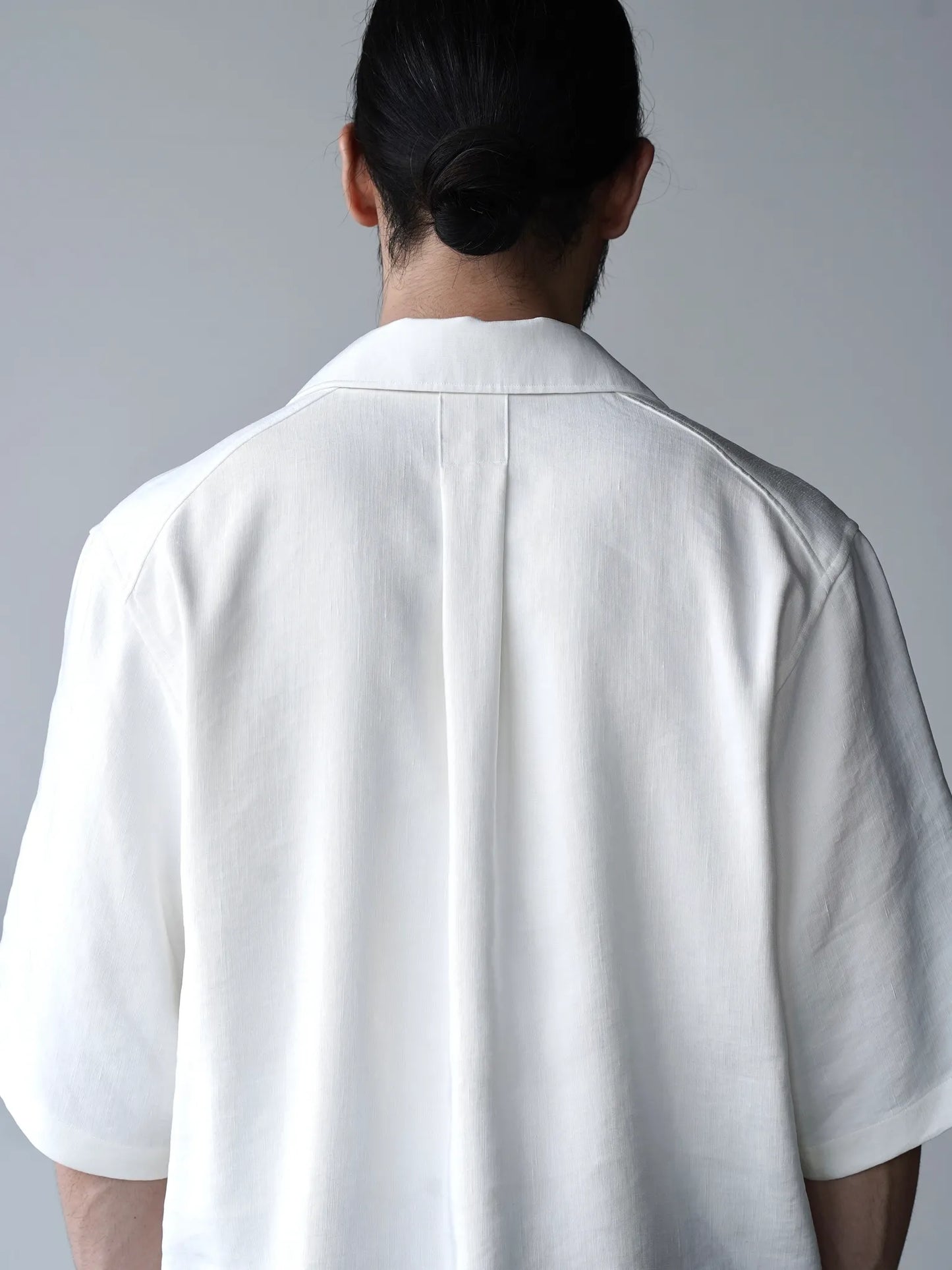 Yamauchi | Vintage Silk Linen Double Open Collar Short Sleeve Shirt off white