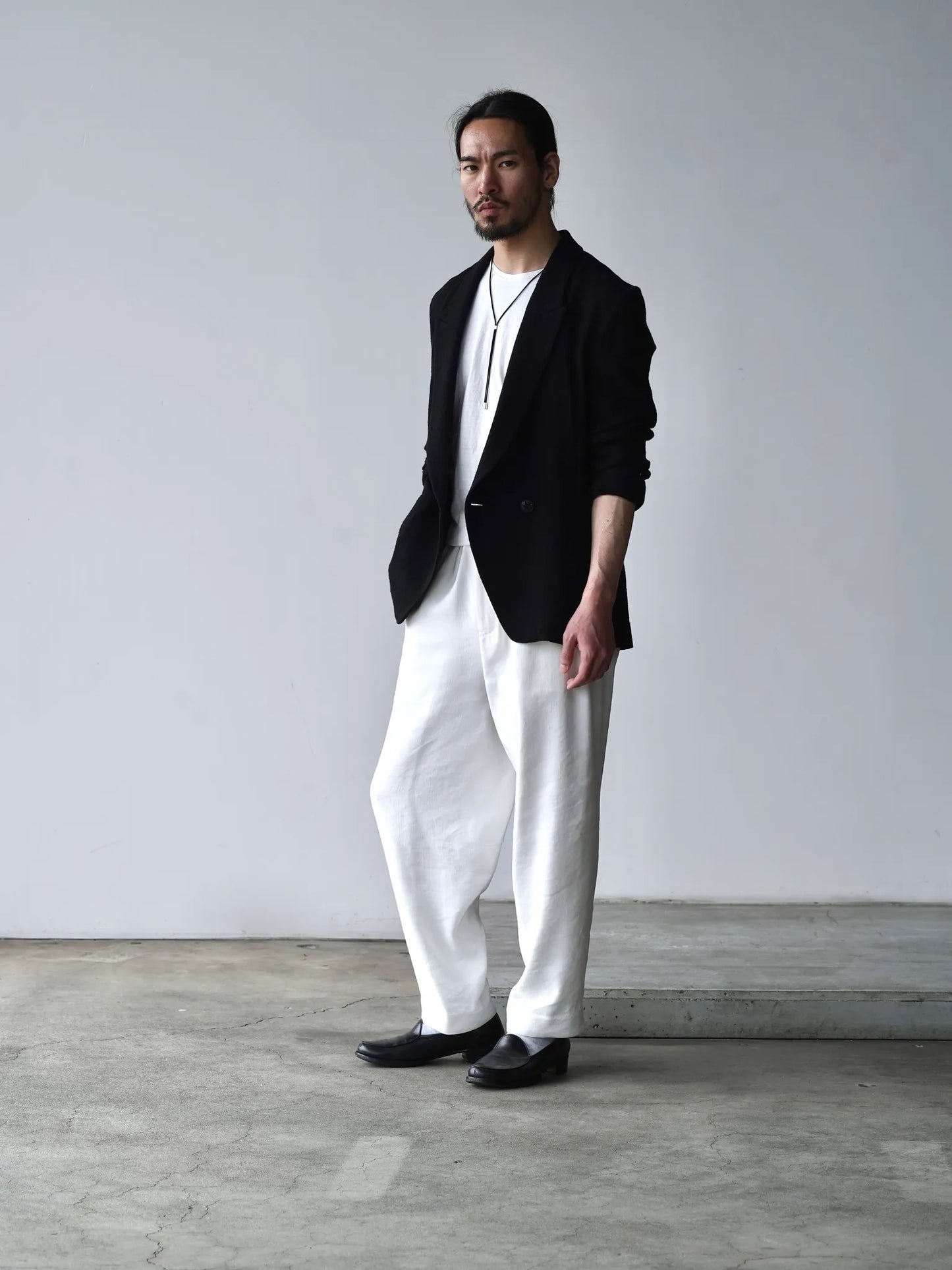 Yamauchi | Vintage Silk-Linen One-Cut Easy Pants off white