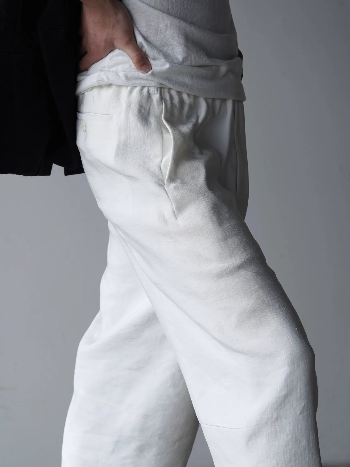 Yamauchi | Vintage Silk-Linen One-Cut Easy Pants off white