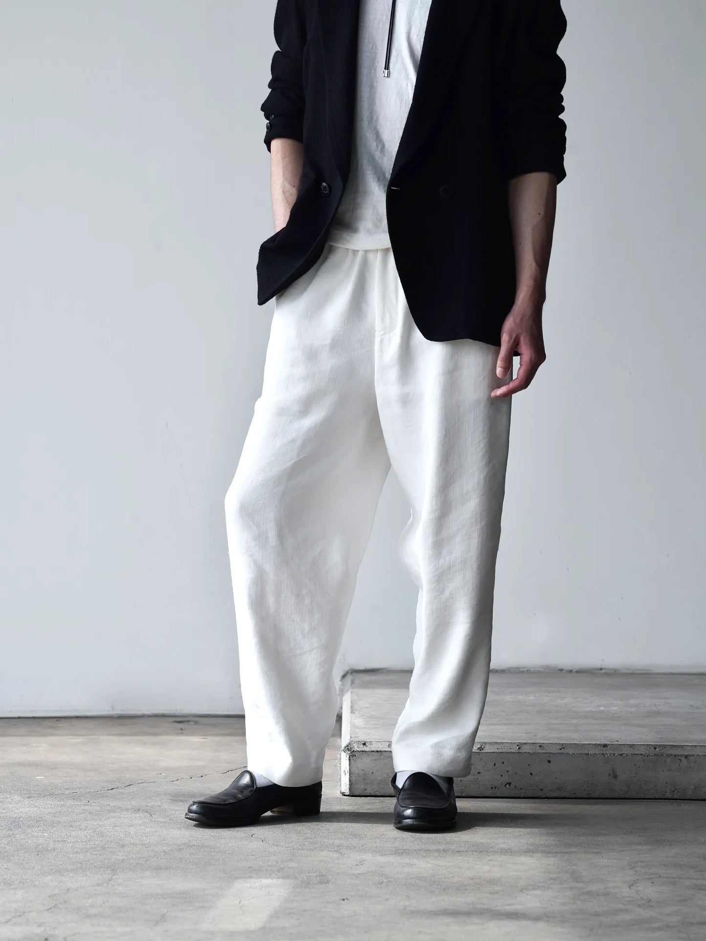 Yamauchi | Vintage Silk-Linen One-Cut Easy Pants off white