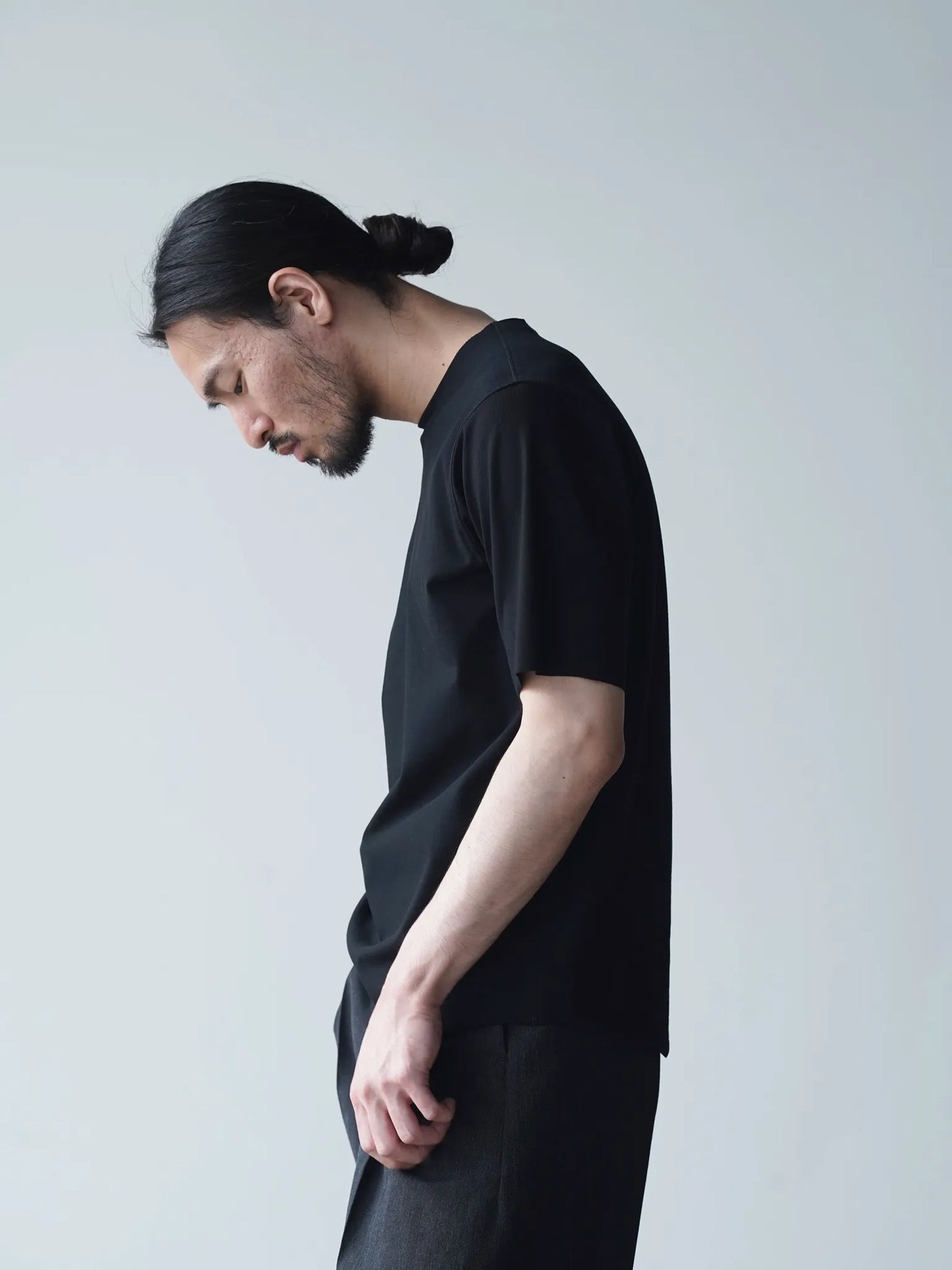 山内 | 強撚フリーカットポンチ・ショートスリーブTシャツ black