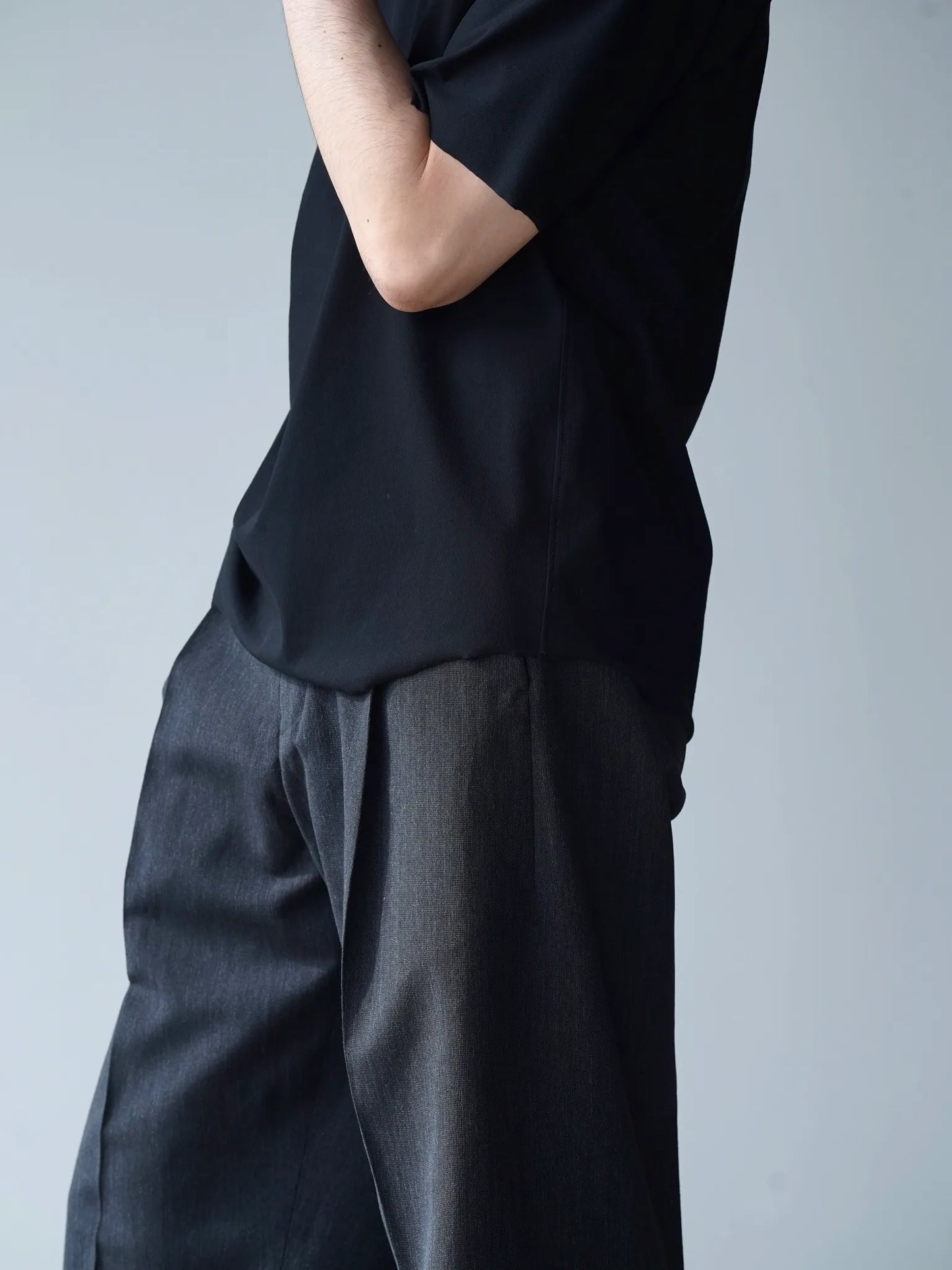山内 | 強撚フリーカットポンチ・ショートスリーブTシャツ black