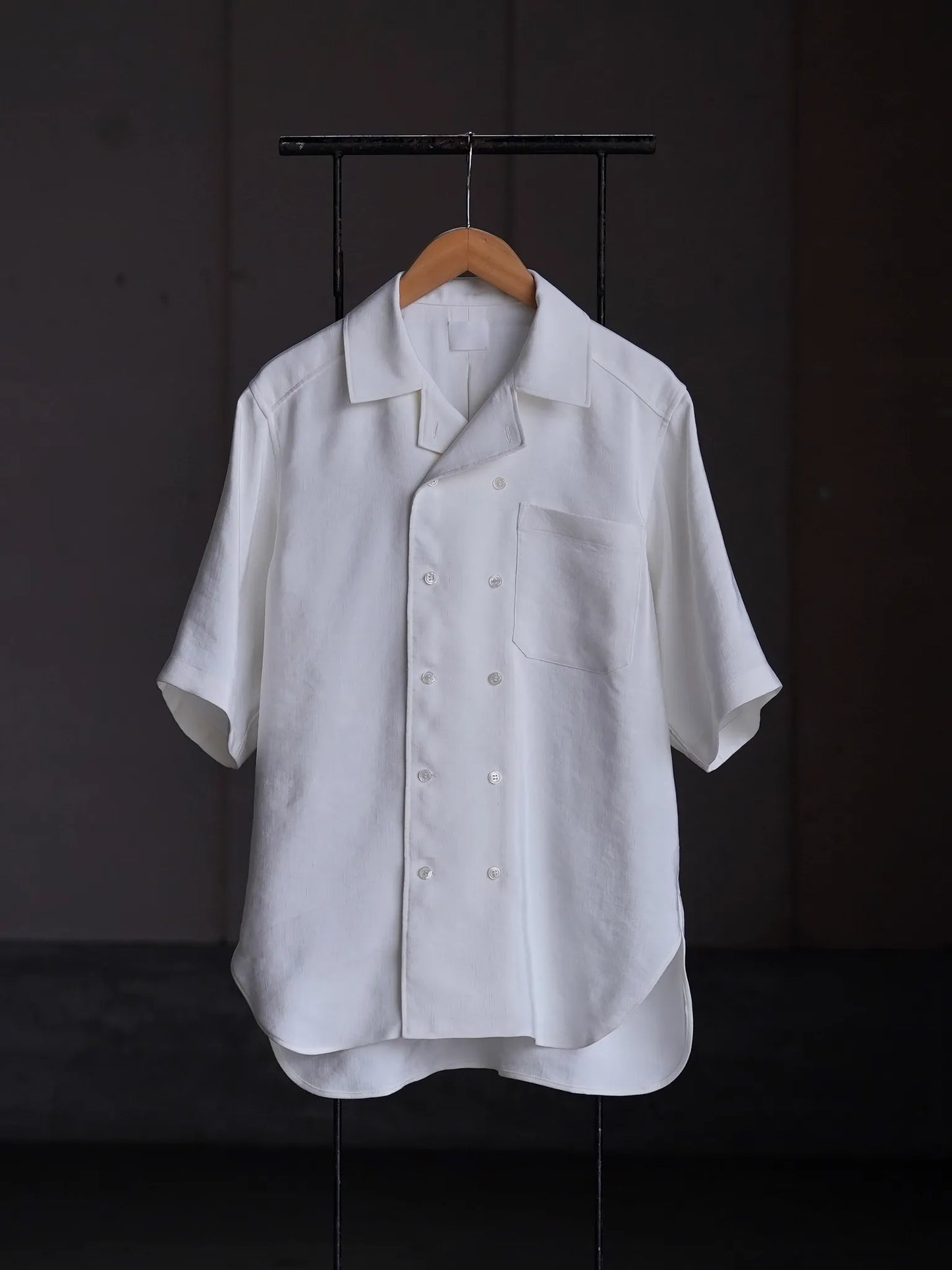 山内-ビンテージシルクリネン-ダブルオープンカラーショートスリーブシャツ-off-white-1