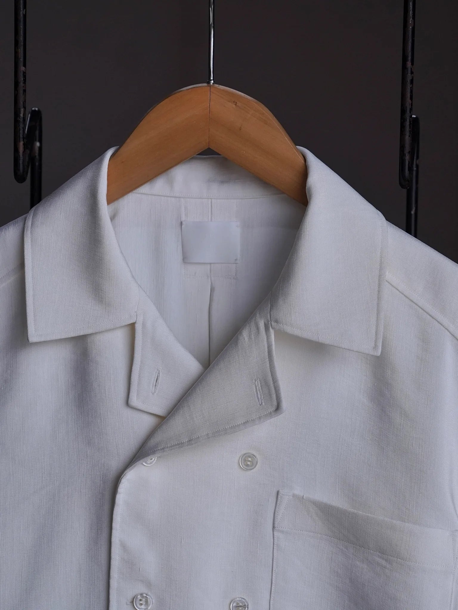 山内-ビンテージシルクリネン-ダブルオープンカラーショートスリーブシャツ-off-white-5