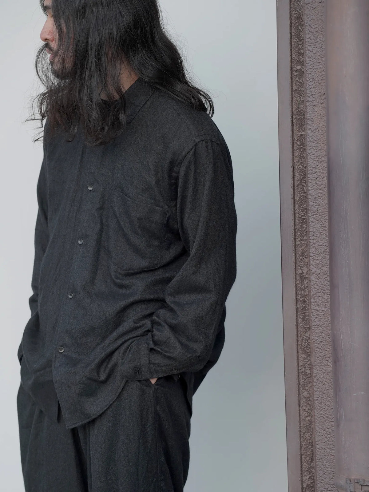 COMOLI | カシミヤシルク シャツ CHARCOAL