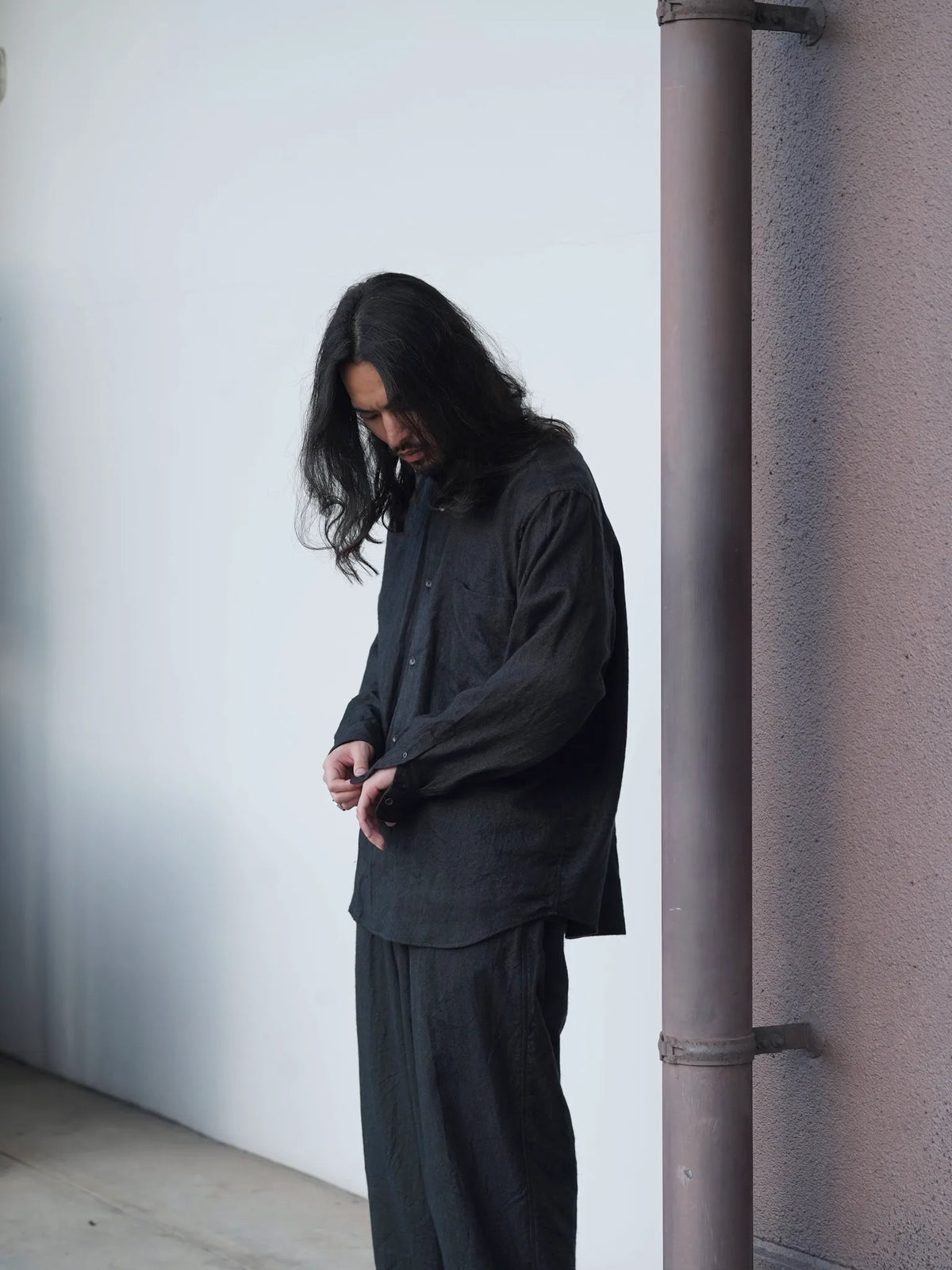 COMOLI | カシミヤシルク シャツ CHARCOAL