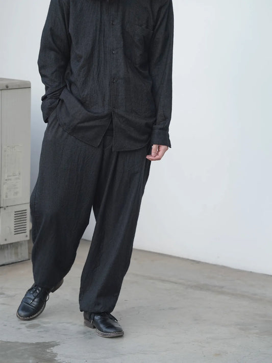 COMOLI | カシミヤシルク ドローストリングパンツ CHARCOAL
