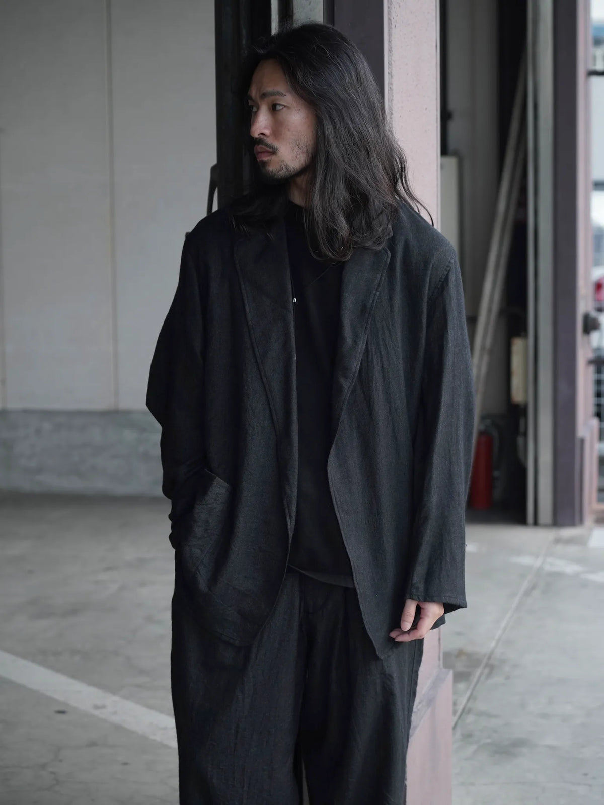 COMOLI | カシミヤシルク ジャケット CHARCOAL