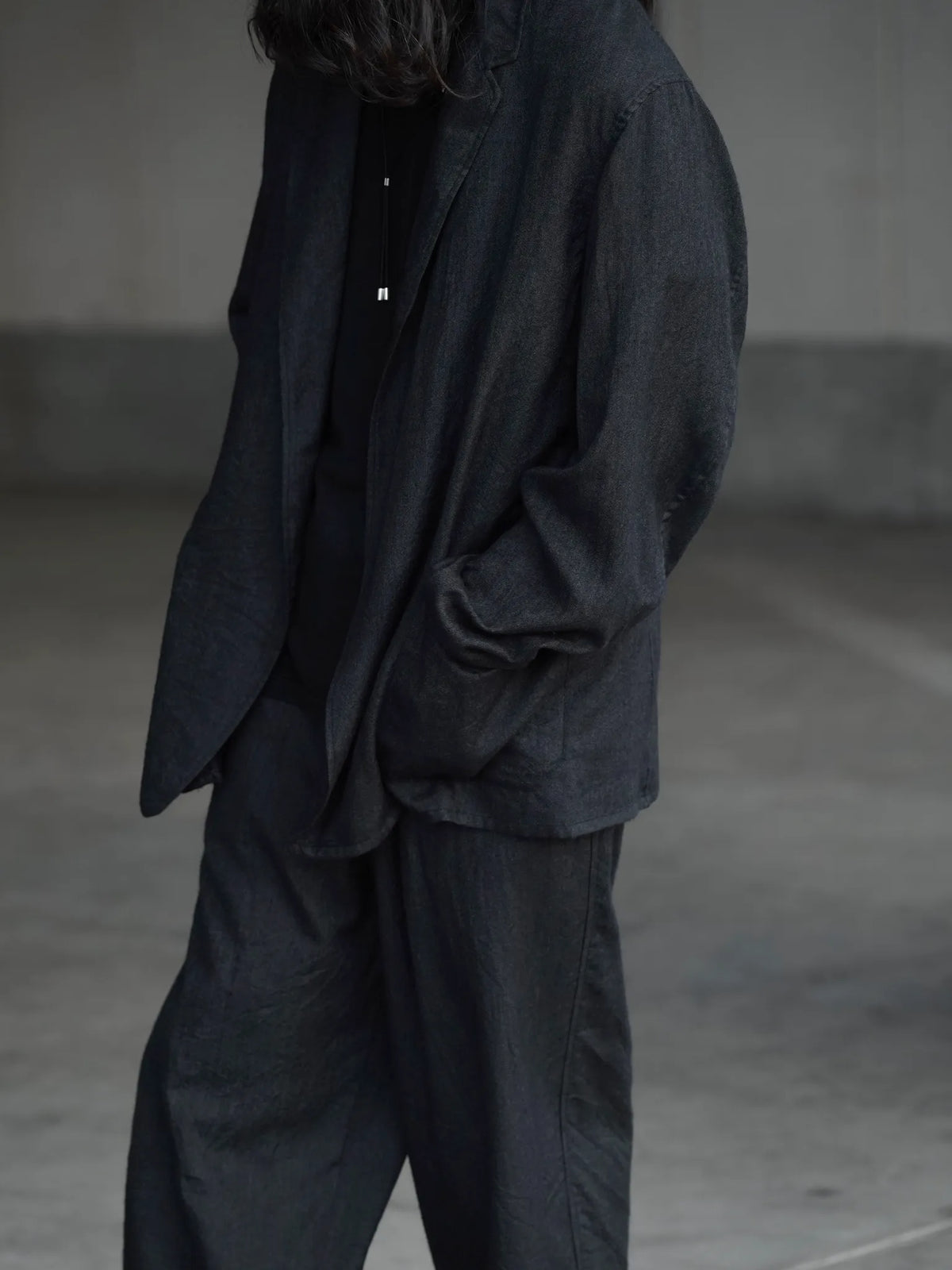 COMOLI | カシミヤシルク ジャケット CHARCOAL