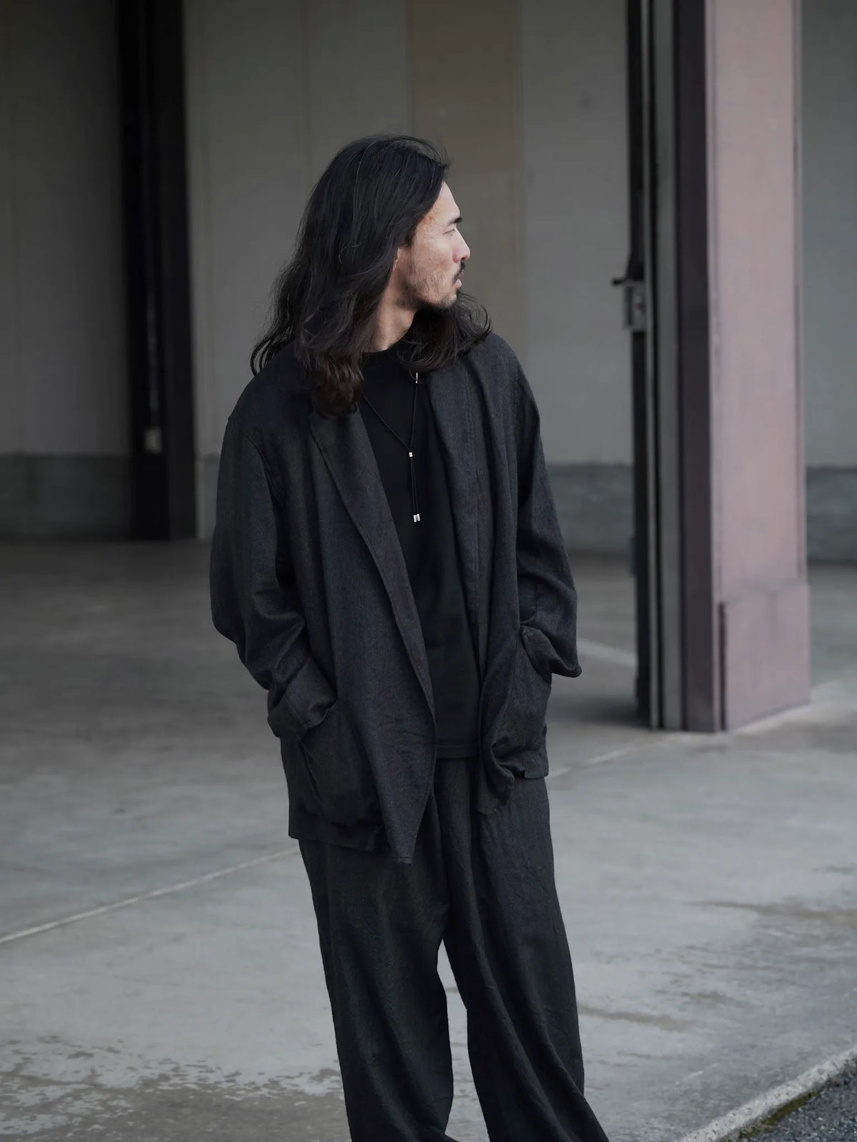 COMOLI | カシミヤシルク ジャケット CHARCOAL