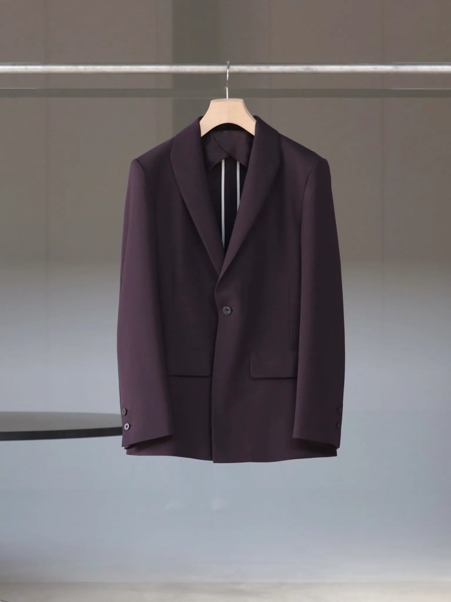 IRENISA | MODIFIED SHAWL COLLAR JACKET BURGUNDY